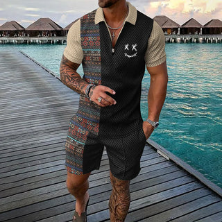 Víctor™ | Conjunto polo de viajero del tiempo: camisa polo y pantalones cortos