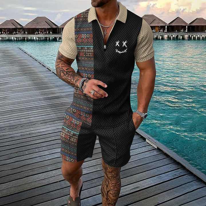 Víctor™ | Conjunto polo de viajero del tiempo: camisa polo y pantalones cortos