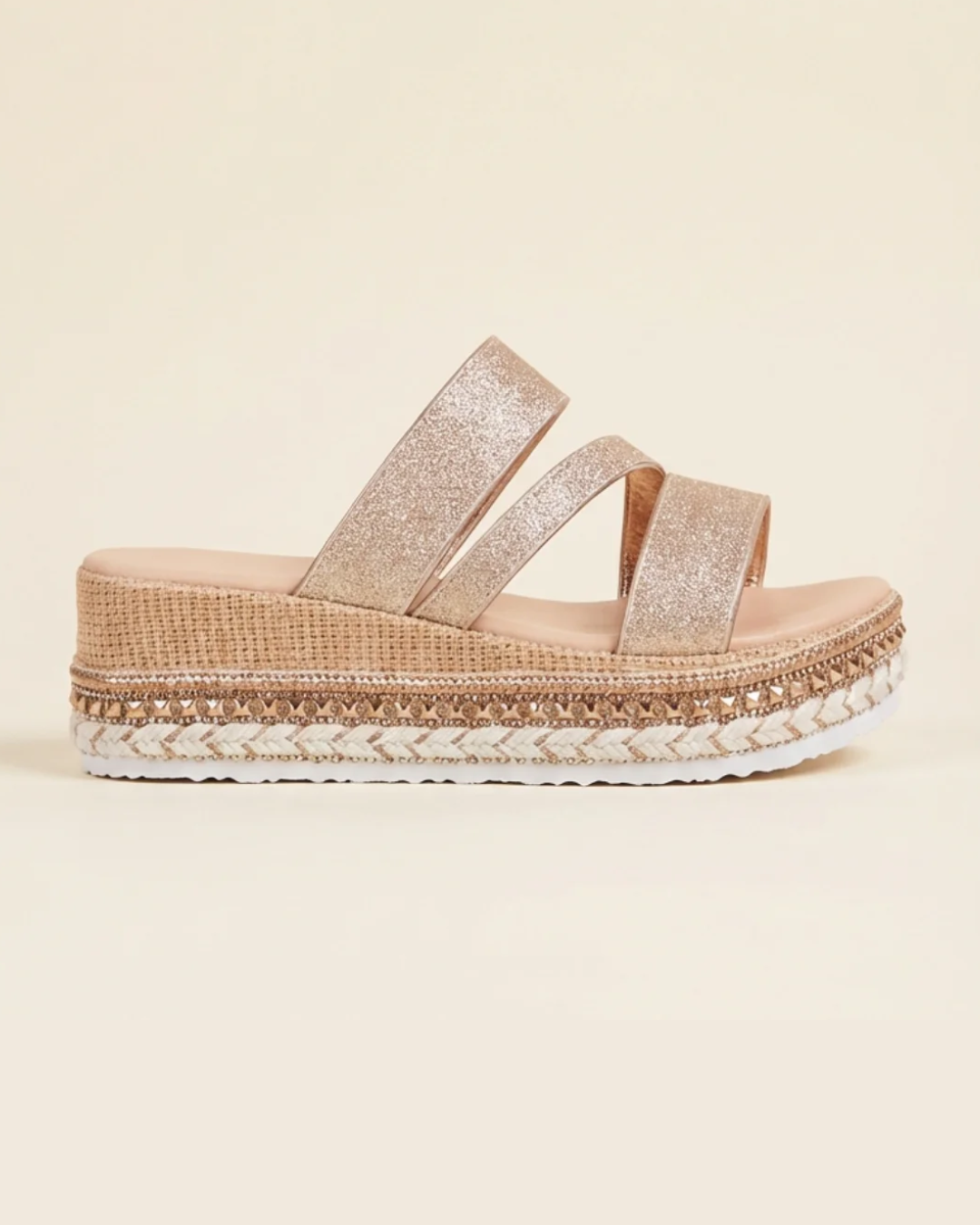 Sabela - Elegant golden wedge sandals