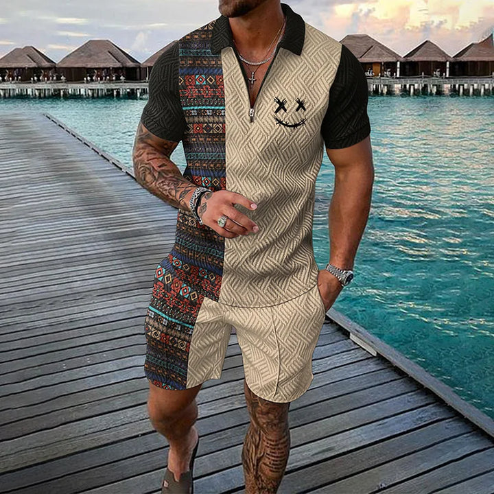 Víctor™ | Conjunto polo de viajero del tiempo: camisa polo y pantalones cortos