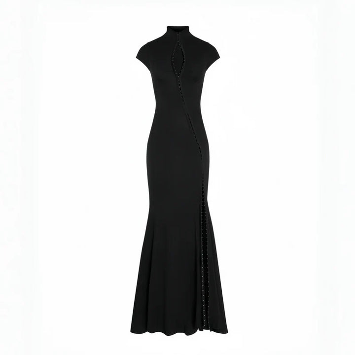 Andrea - Vestido maxi negro con abertura