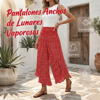 Adela - Pantalón fluido de lunares con volante