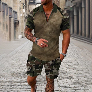 David™ | Conjunto polo camuflado y pantalones cortos