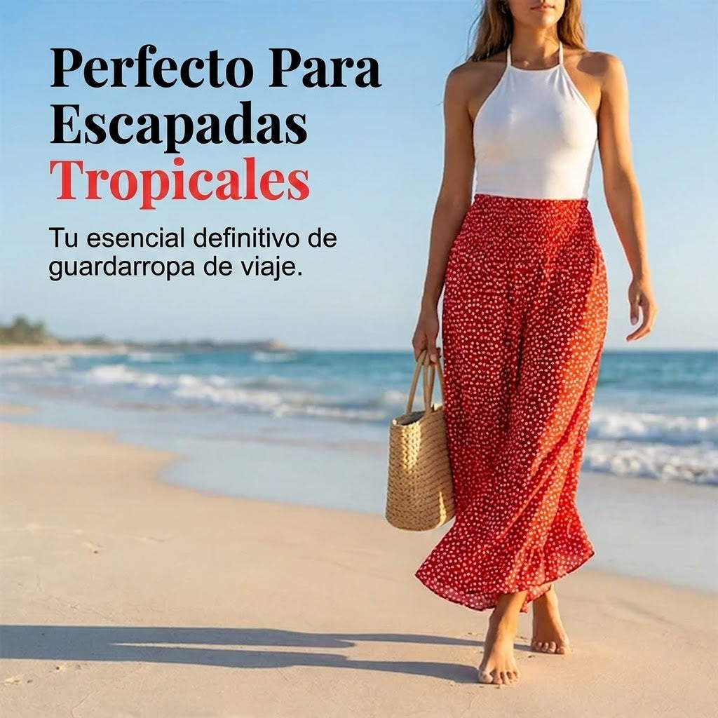 Adela - Pantalón fluido de lunares con volante