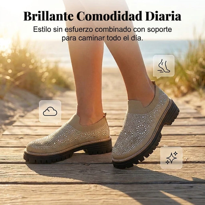 Aria - Mocasines sin cordones con pedrería brillante