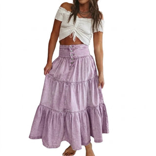 Elena - Falda vaquera con botones y estilo vintage