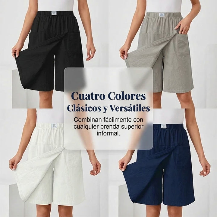 Leila - Falda pantalón casual con cintura elástica