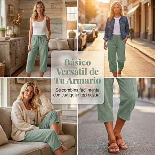 Amelia - Pantalones cortos plisados lisos