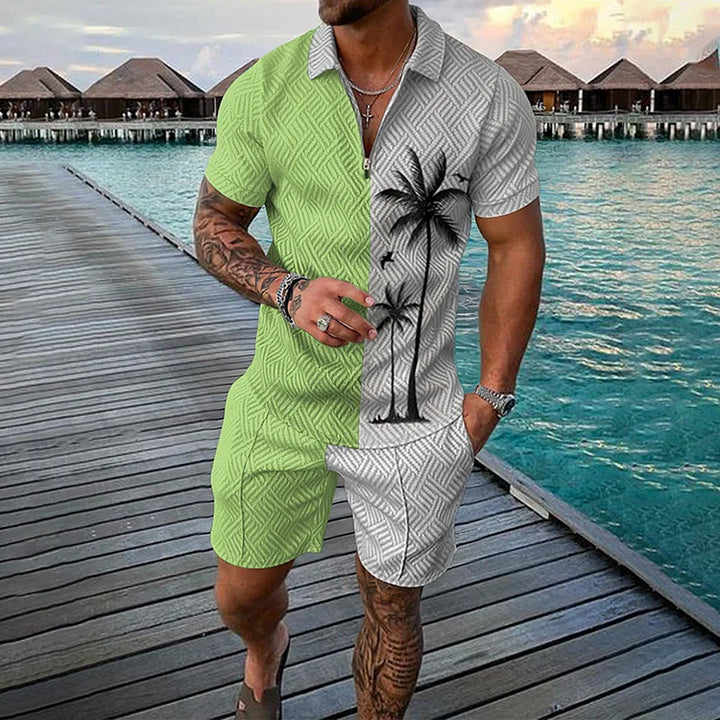 Jorge™ | Conjunto polo y shorts con diseño de cocotero