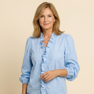 Carla - Blusa de corte holgado con volantes y mangas farol