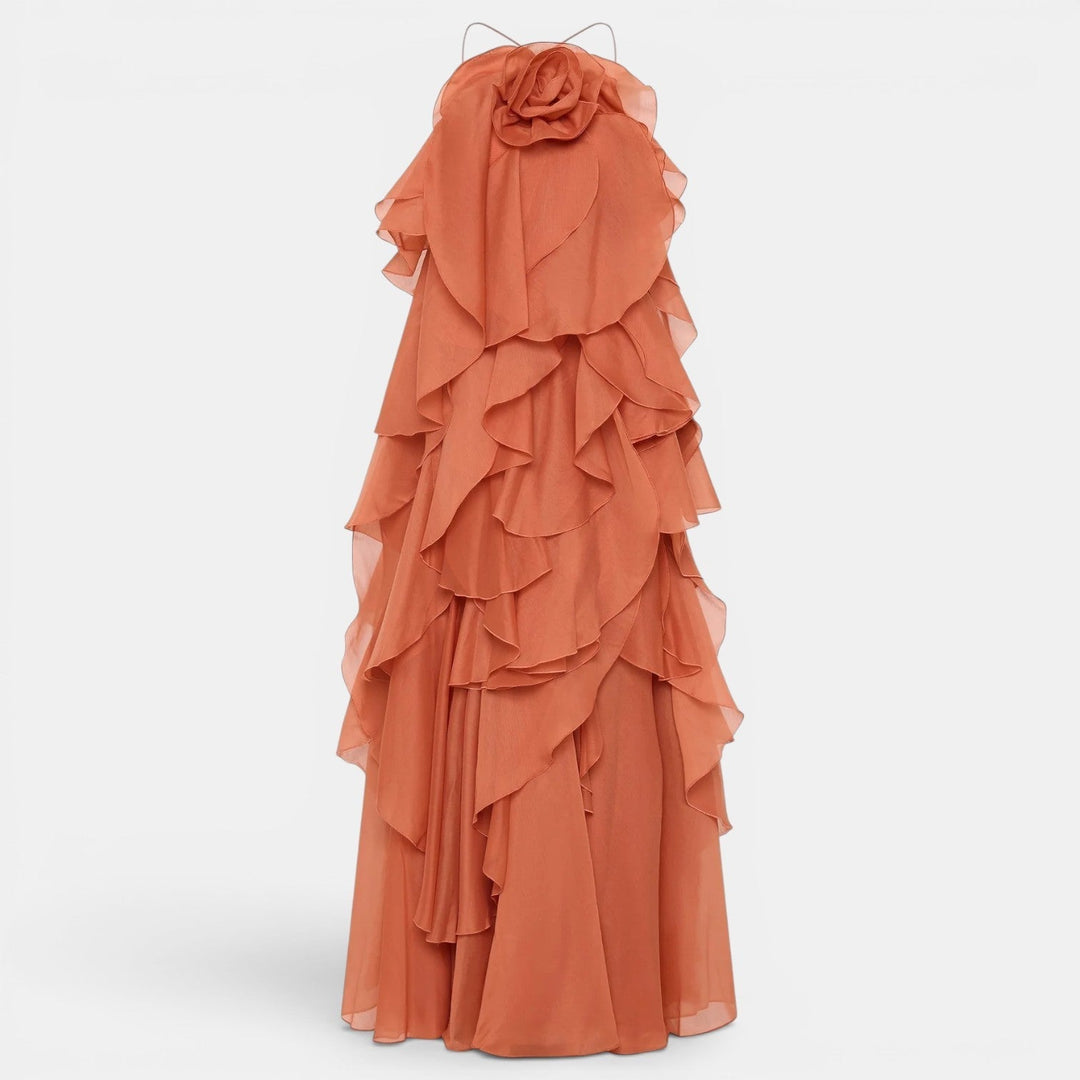 Vestido Largo Halter Mujer con Flor