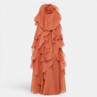 Vestido Largo Halter Mujer con Flor