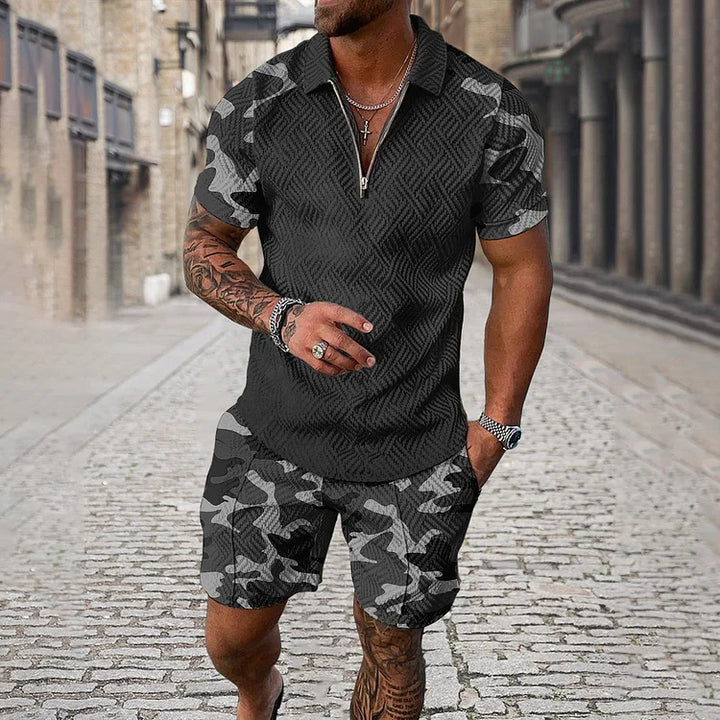 David™ | Conjunto polo camuflado y pantalones cortos