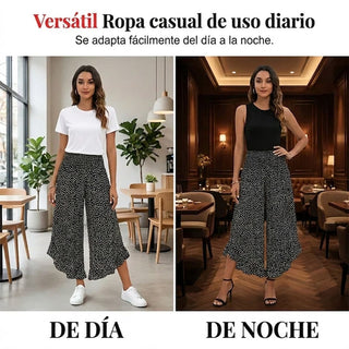Adela - Pantalón fluido de lunares con volante