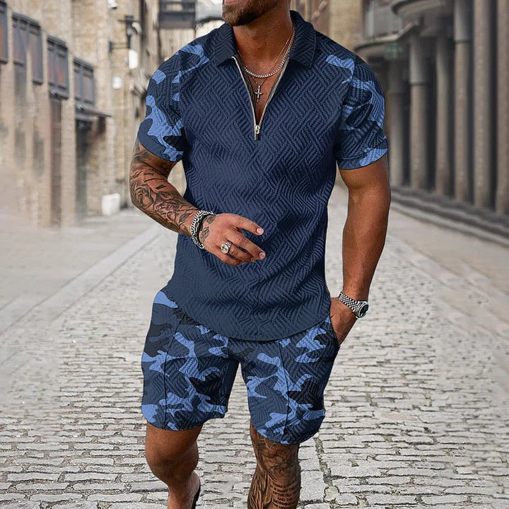 David™ | Conjunto polo camuflado y pantalones cortos