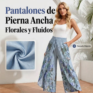Samira - Pantalón fluido estampado con cordón ajustable