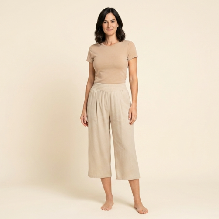 Abril - Pantalones capri ligeros con cintura elástica
