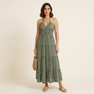 Julia - Vestido largo con cuello halter y espalda descubierta