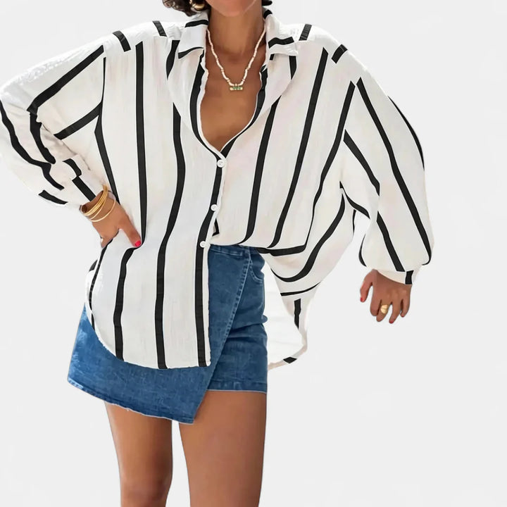 Briana - blusa vintage de rayas con botones