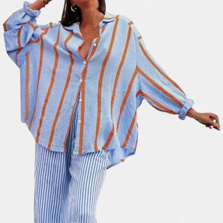 Briana - blusa vintage de rayas con botones