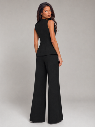 Conjunto de Chaleco y Pantalón Ancho Mujer - Elegante