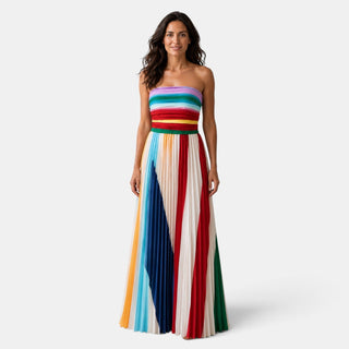 Vestido Largo Mujer – Plisado Sin Tirantes
