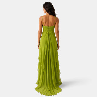 Vestido Invitada de Boda Largo con Volantes Cut Out