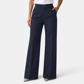 Pantalón de Vestir para Mujer de Tiro Alto y Corte Recto con Pinzas y Bolsillos