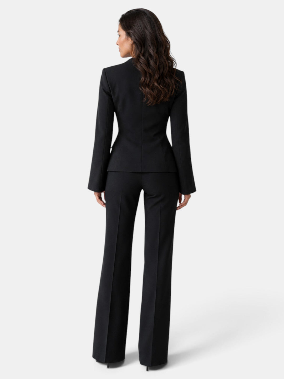 Traje Mujer Elegante Negro Pantalón Recto