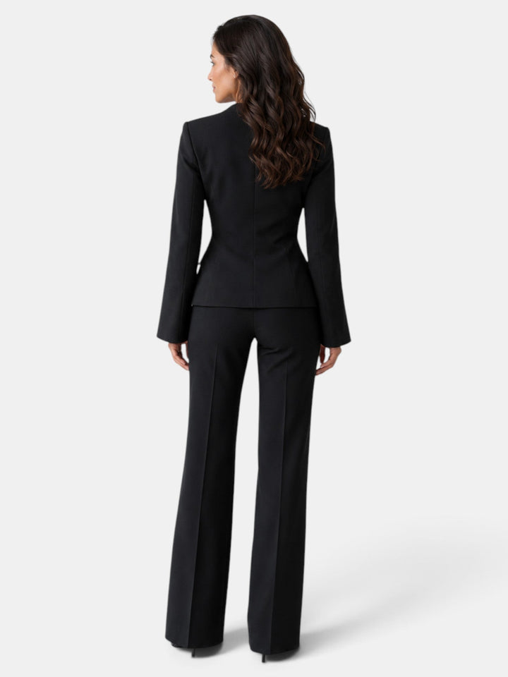 Traje Mujer Elegante Negro Pantalón Recto