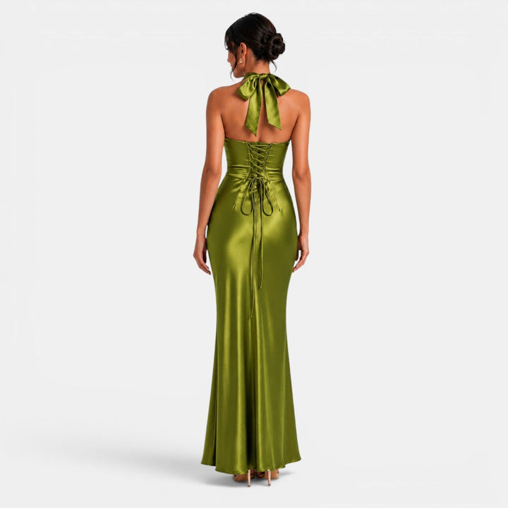 Vestido Satén Fiesta Largo Mujer