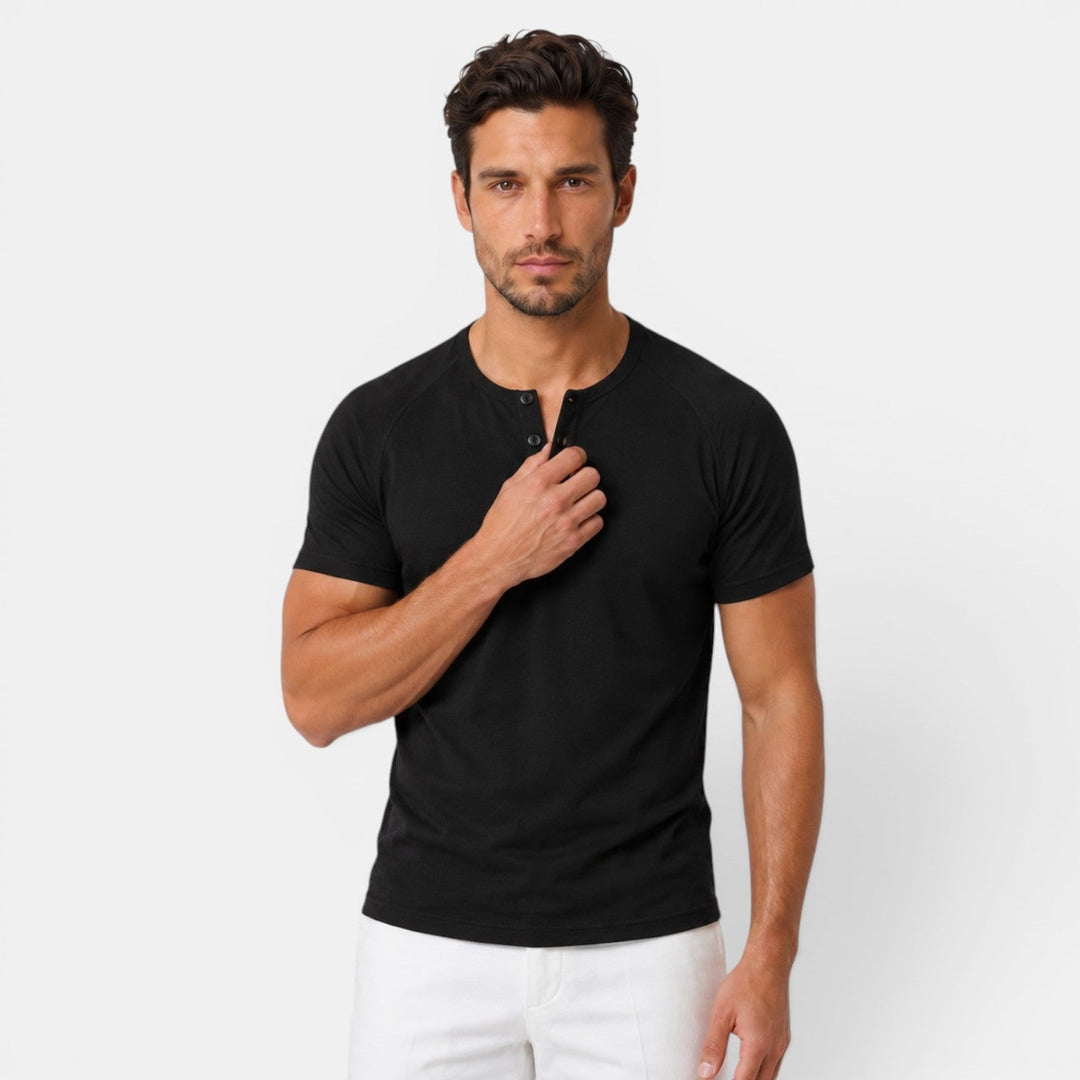 Camiseta Henley Hombre Casual