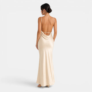Vestido Satén Espalda Descubierta