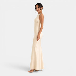 Vestido Satén Espalda Descubierta