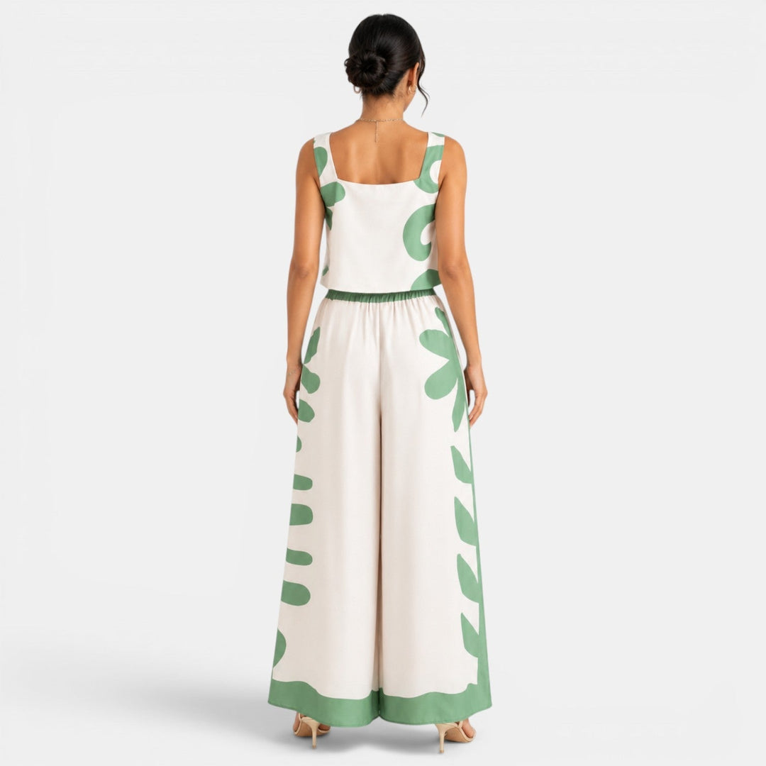 Conjunto Mujer Verde Estampado
