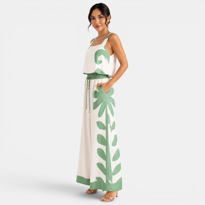 Conjunto Mujer Verde Estampado