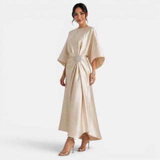 Vestido Satinado Largo Elegante Mujer