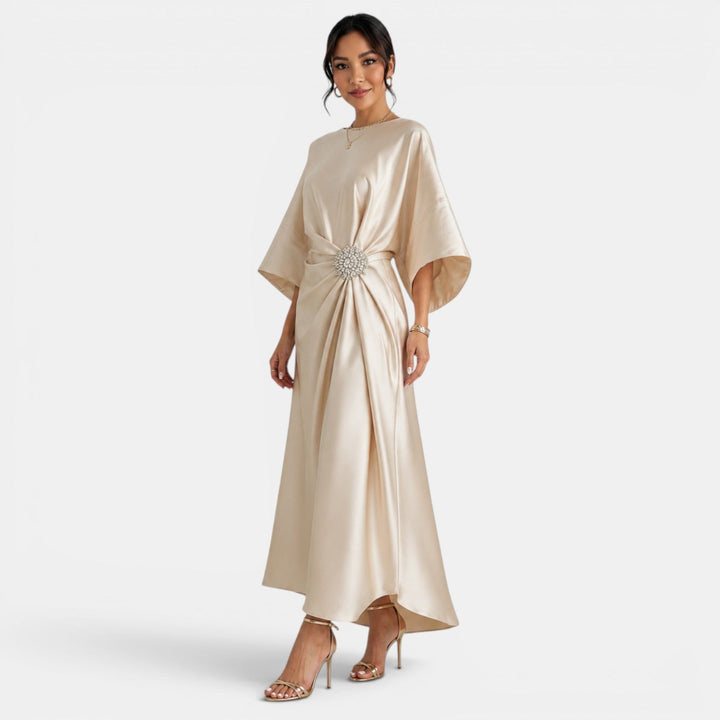 Vestido Satinado Largo Elegante Mujer