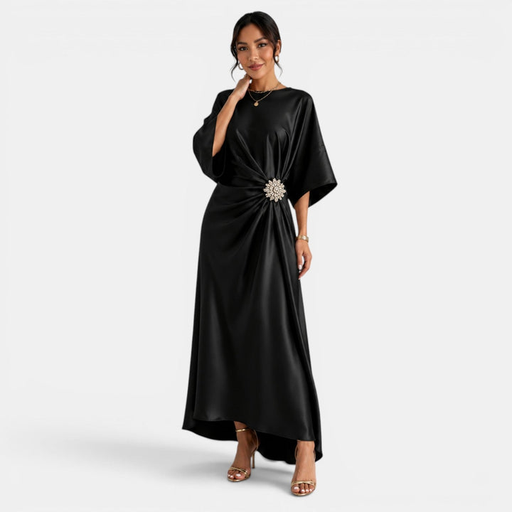 Vestido Satinado Largo Elegante Mujer