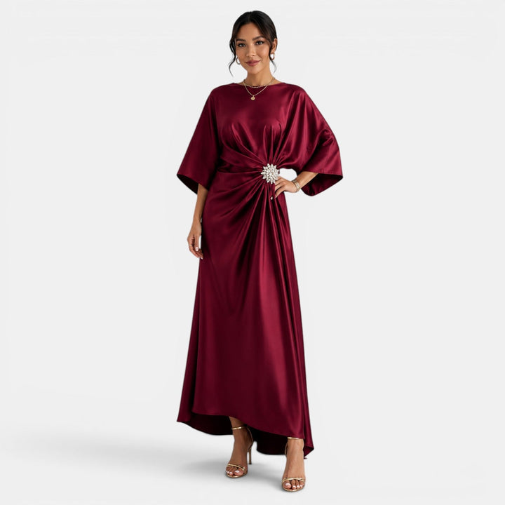 Vestido Satinado Largo Elegante Mujer