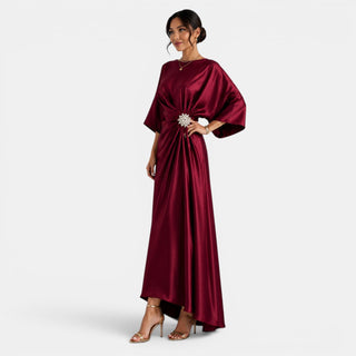 Vestido Satinado Largo Elegante Mujer