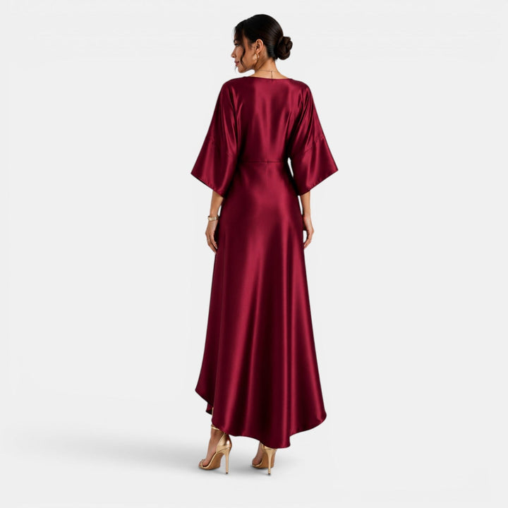 Vestido Satinado Largo Elegante Mujer