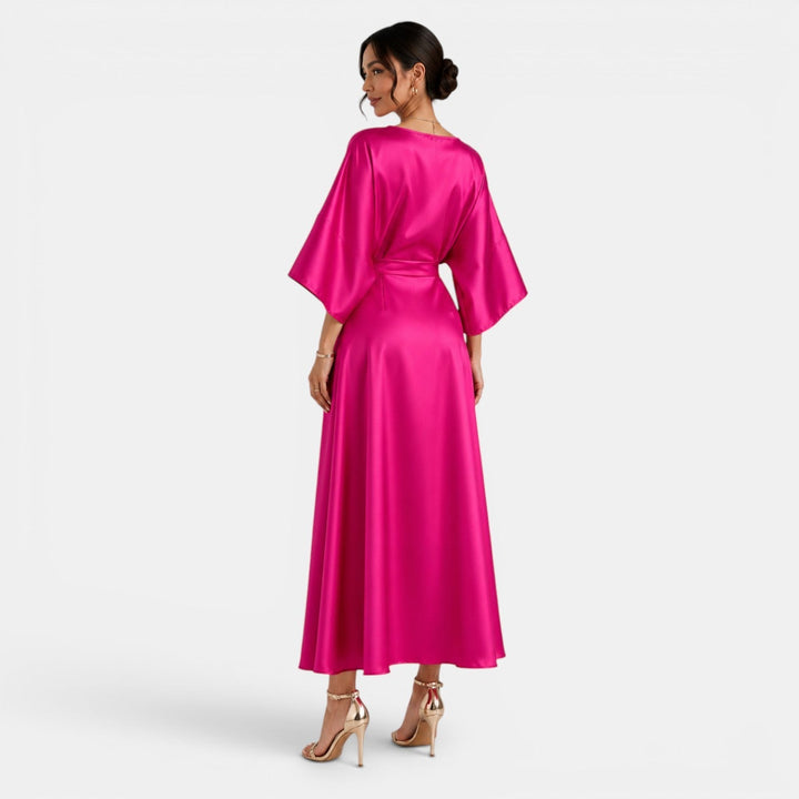 Vestido Satinado Largo Elegante Mujer