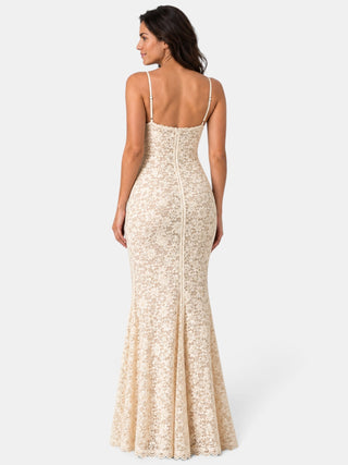 Vestido de Fiesta Mujer Encaje Transparente