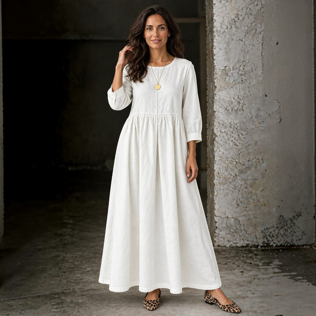 Largo Vestido Vaquero Mujer Manga Larga