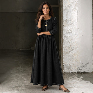 Largo Vestido Vaquero Mujer Manga Larga