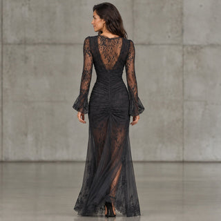 Vestido Mujer Invitada Boda Negro Encaje