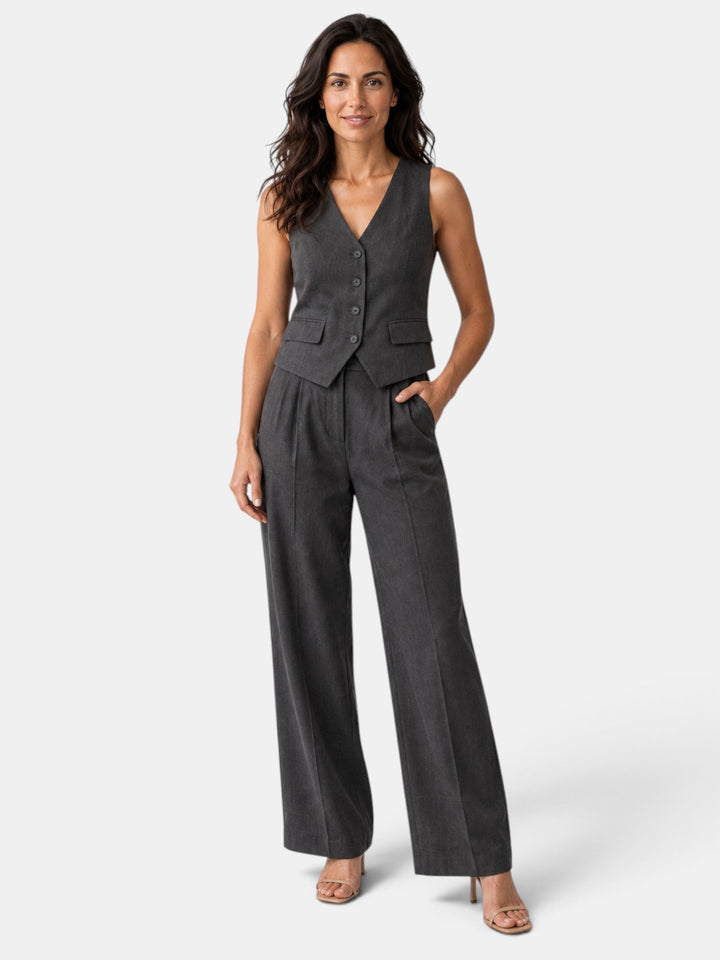 Set de Mujer Chaleco y Pantalón Ancho