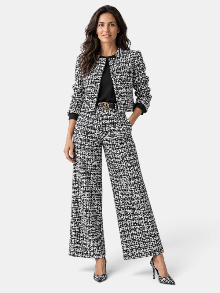 Conjunto Mujer Cuadros Pantalón Ancho