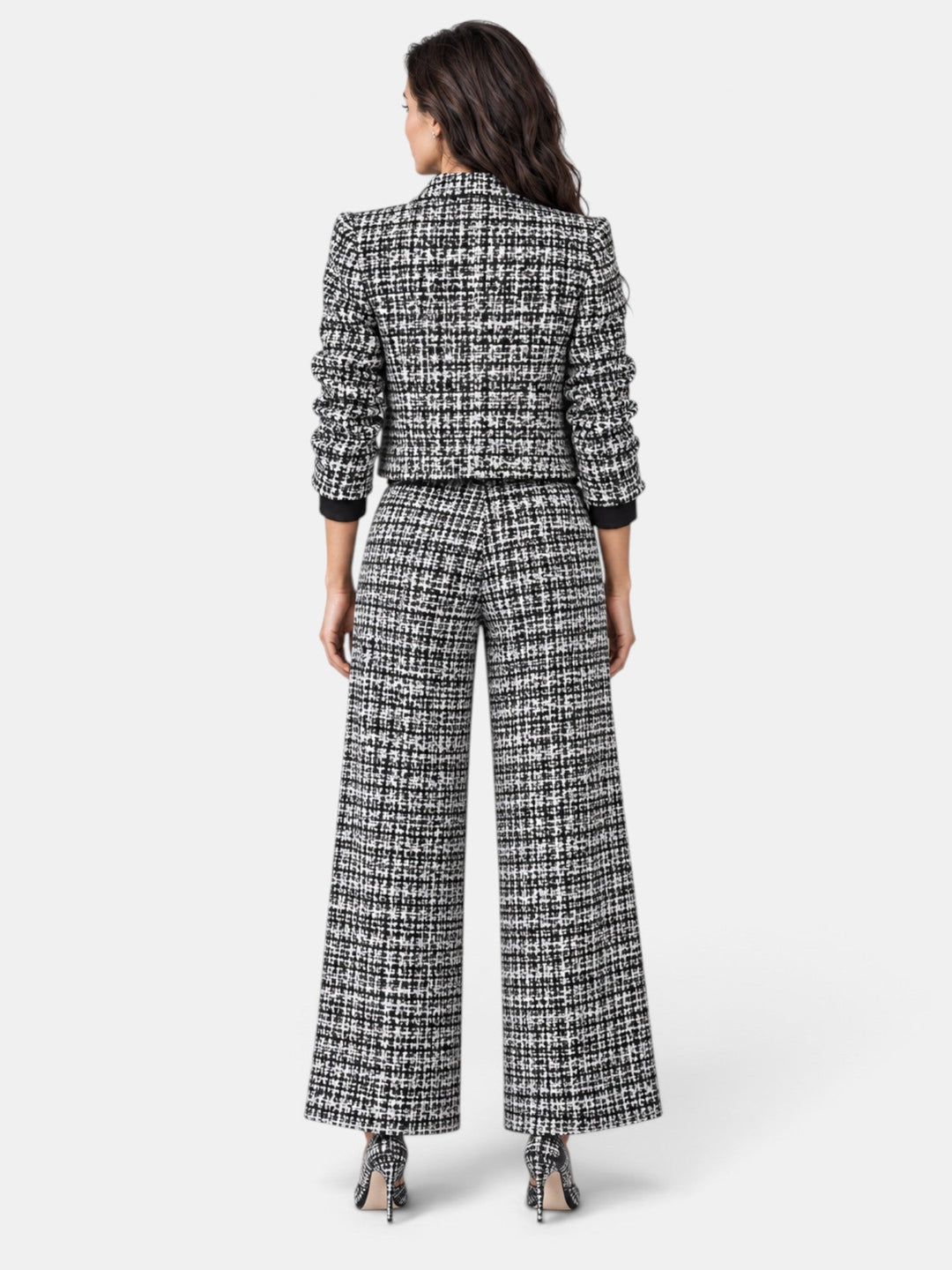 Conjunto Mujer Cuadros Pantalón Ancho